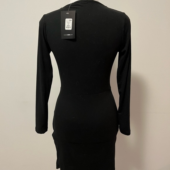 Black V-Neck Mini Dress - Picture 2 of 2